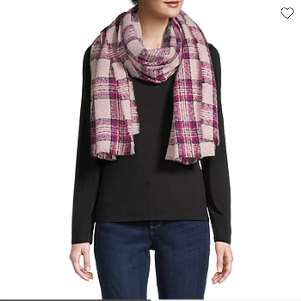 St. John's Bay Pink Plaid Lightweight Scarf